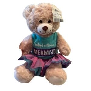 Build-A-Bear Workshop Mermaid Bear Plush‎ with Dress Multicolor NWT